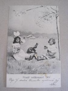 Velikonoce,holčičky na louce,MF 1904 DA  