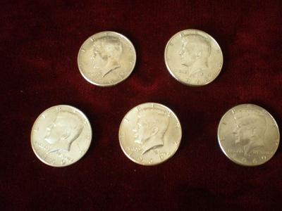 Half dolar 5 kusů 1964, 1968, 3x 1969