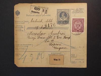 Monarchie 1917, Rakousko, ČSR, Humpolec, poštovní průvodka