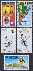 Djibouti, fotbal 1978-88, tři série, celkem 5ks známek