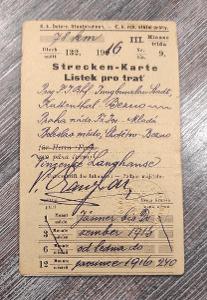 LÍSTEK PRO TRAŤ ROK 1916 - C. k. Rakouské státní dráhy - Langhans