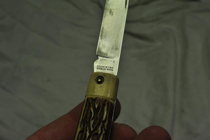 Nožík, umělý roh, houbařský - značeno TRAMONTINA STAINLESS BRASIL - Sport a turistika