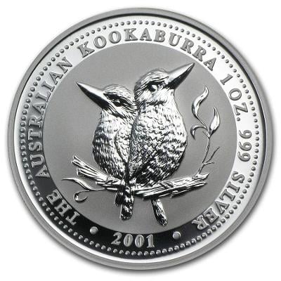 Austrálie 1 Dollar 2001 Kookaburra 1 OZ Ag 999 BU čMŘ01