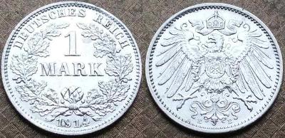 Prusko - Císařství 1 Marka , Mark 1914  E  Drážďany  kvalitní stříbro 