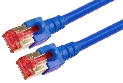 Stíněný kvalitní RJ45 Patch kabel S/FTP, 5m, modrý, Cat.6, zlacený