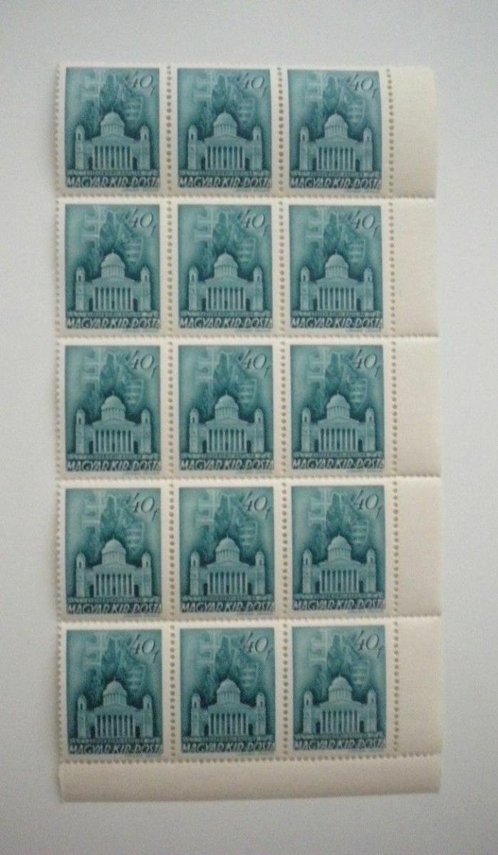 Maďarsko 1939 známka katedrály 40f blok 15 známek neražené svěží - Známky
