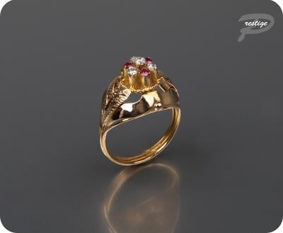 Starý, originální prsten s přírodními rubíny a leukosafíry-Au 750/1000
