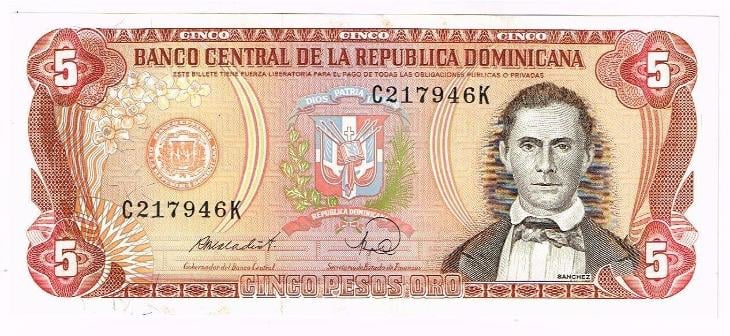 Dominikánská republika 5 pesos 1988 P-118c UNC / N - Sběratelství