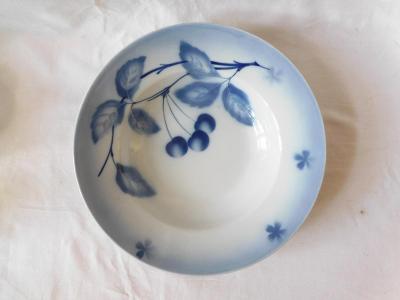 Porcelánový talíř - Krautzberger Teplitz 1911-1918 - modré třešně