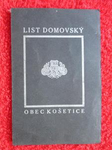 LIST  DOMOVSKÝ  OBEC  KOŠETICE ( 10. května 1936 )