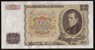1934 (ČSR I) - Bankovka 1000 Kč, série A, perforace, od 1 Kč (0553)