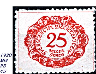 Lichtenštejnsko 1920, PORTO, číslo