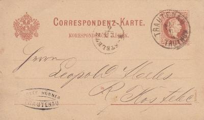 Rakousko, Trutnov 1881, firma - Červený Kostelec, s přích. (Náchod)