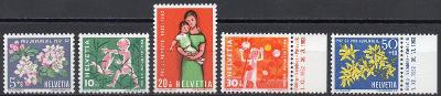 Švýcarsko-Flóra a děti/Pro Juventute/ 1962**  Mi.758-752 / 3,50 €