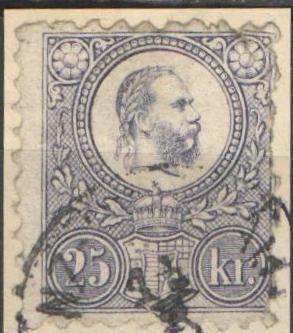 MAĎARSKO - 1871 - F.J - zn. Mi 13 - F.J. - 25 Kr. modrofialová