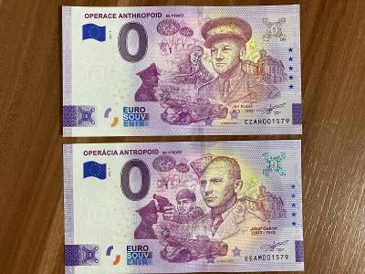 0 euro bankovka CZAH OPERACE ANTHROPOID + EEAM OPERACIA ANTROPOID
