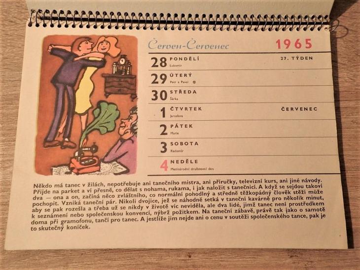 KALENDÁŘ  1965 ilustrace Černý , krásný sbírkový  TOP TOP TOP - Starožitnosti a umění