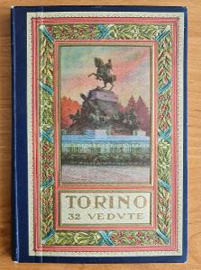 Torino Turín, 1920 cca, 32 vedut, velké panorama, dobová mapa