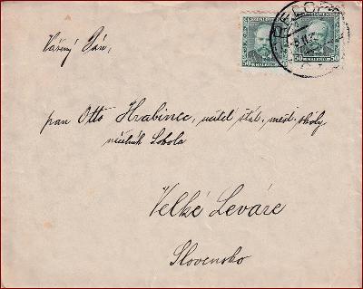 Obálka - známka, razítko Přelouč 1935 * F070