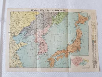 Stará mapa Dmychova mapa Rusko-Japonského bojiště 1907 Dmych Litomyšl