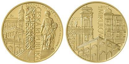 Zlatá mince 5000 Kč 2022 Mikulov proof