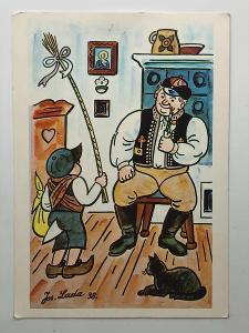 Stará dětská pohlednice z minulého století - Velikonoce - Josef Lada