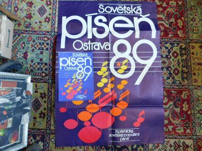 Sovětská píseň Ostrava 1989 velký plakát 93 x 66 cm malý pl. s program