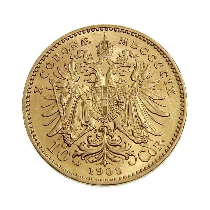 ZLATÁ MINCE František Josef I. / 10 Koruna 1909 - překrásná! - Numismatika
