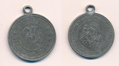 sjezd Krakovec Slaný okr. Kladno 1887 cín heraldika 32 mm