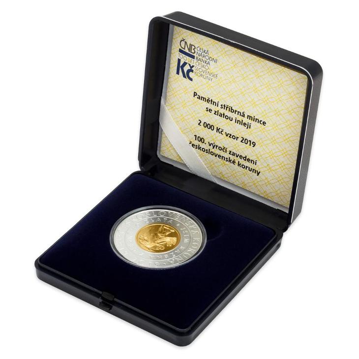 VZÁCNÁ BIMETALOVÁ mince (zlato/stříbro) - Zavedení čsl. koruny - 2019 
