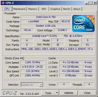 Procesor Intel i5 750 * socket 1156, DDR3, 4x2,66 GHz, 8MB cache, 45nm