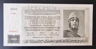 5000 korun 1944, specimen, stav aUNC +