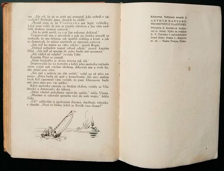 Arthur Ransome TROSEČNÍCI Z VLAŠTOVKY - nakladatelství Hokr, rok 1946 - Knihy a časopisy