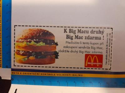 Retro poukázka na Big Mac z roku 1995 , příloha k vhs kazetě od BONTON