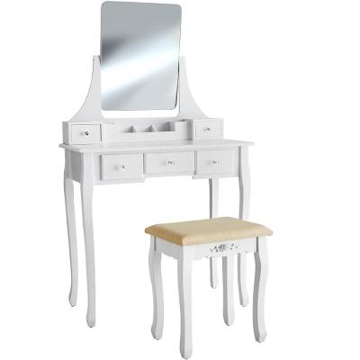 tectake 403636 toaletní stolek claire s taburetem - bílá
