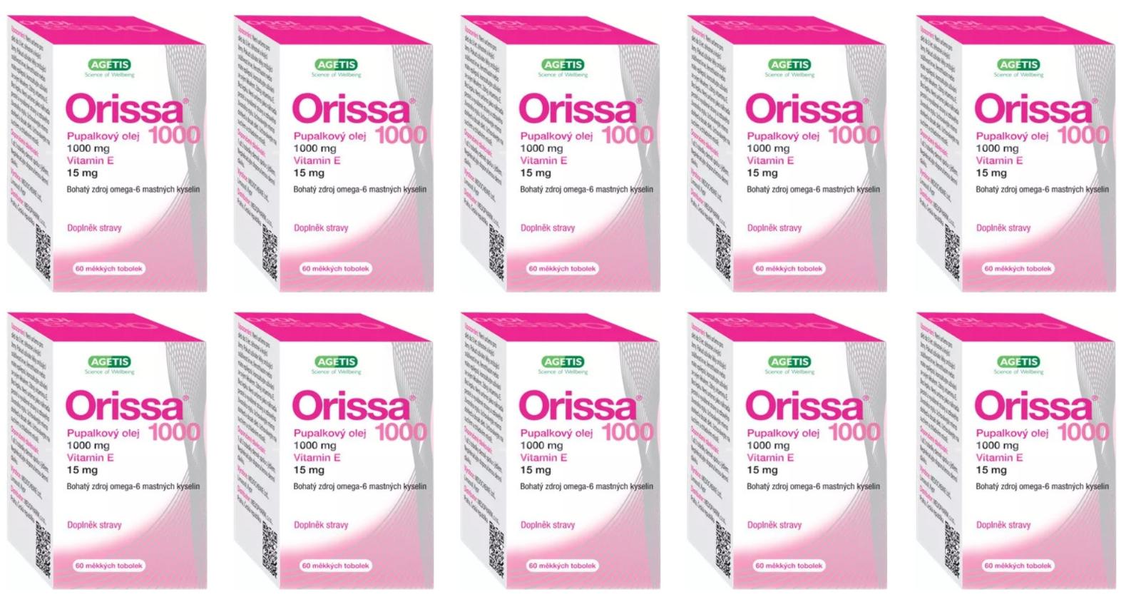 Orissa Pupalkový olej s Vit. E 1000mg (Omega 6), 10x 60 tobolek 05/22 - Lékárna a zdraví