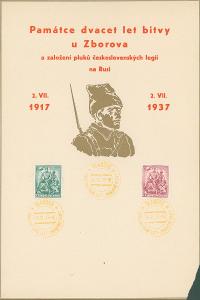 4A322 Tiskový list - bitva u Zborova, razítko Blansko 1937