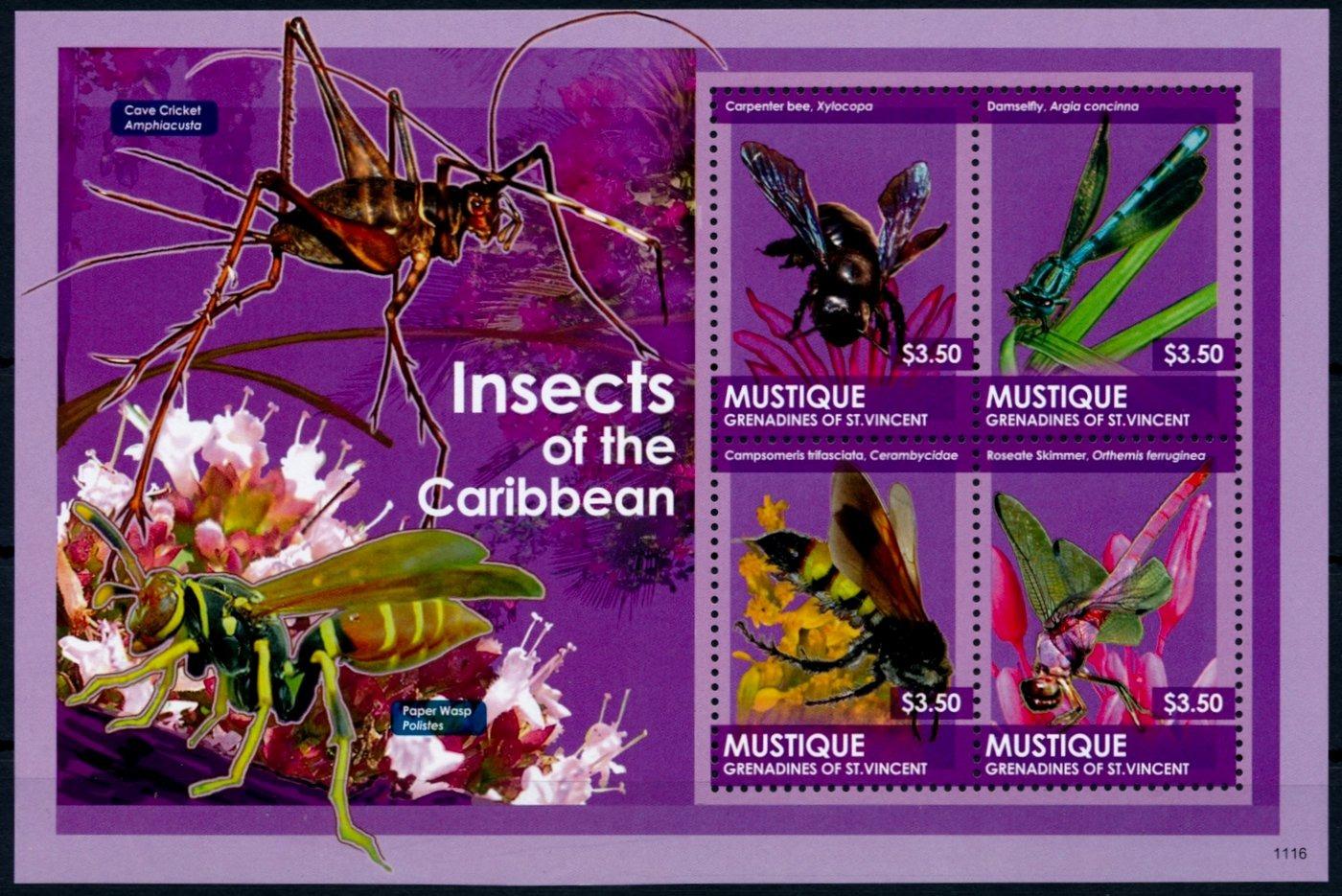 Sv. Vincent a Grenadíny 2011 **/Mi. 210-3 aršík , hmyz , /L22/ - Tematické známky