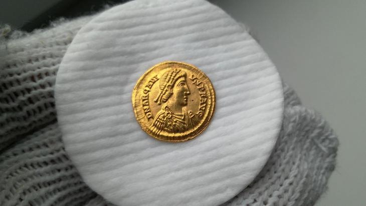 Římské císařství-zlatý solidus- Arcadius- Milán SUPER TOP RRR!! - Numismatika