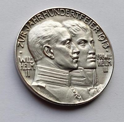 AR Medaile 1913 (b. Lauer) z. Sté výročí válek osvobození. Ag