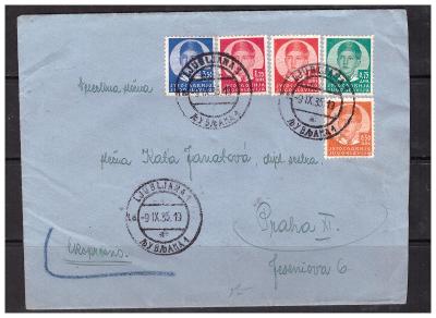Bývalá Jugoslavie cestující dopis 5 barevná frankatura zajímavé
