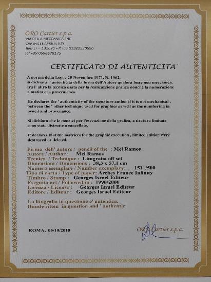 Mel Ramos - Dobré ráno - Certifikát, Signováno, číslováno - Výtvarné umění