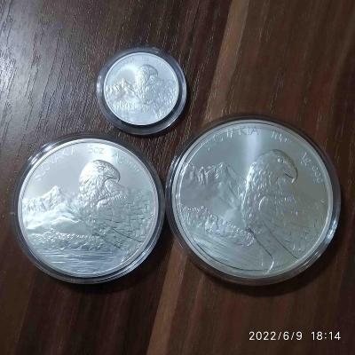 @ - Stříbrné mince ČM - Orel 2021, set 3 ks - 1+5+10 Oz (497,6g) !! 