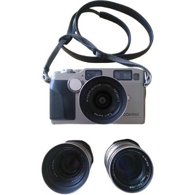 Contax G2 Rangefinder Film Camera / 28mm 45mm 90mm (Carl Zeiss čočky)