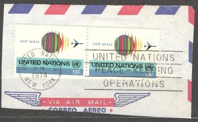 OSN New York 1974 ústřižek Mi 272 letecké letadlo globus, A6