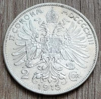 ✅Rakousko 2 koruny 1913 Rakousko-uherská koruna - střbro - Ag