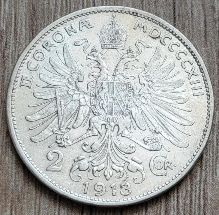 ✅Rakousko 2 koruny 1913 Rakousko-uherská koruna - střbro - Ag - Numismatika