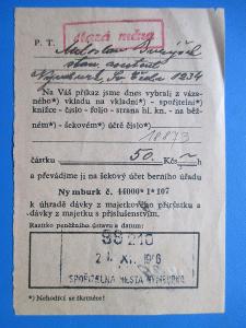 SD83 * ÚSTŘIŽEK_Dávka z majetkového přírůstku_Berní úřad Nymburk 1946