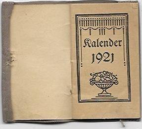 Mini kalendář 1921,ozdobná textilní obálka