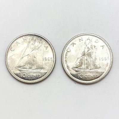 Lot 10 centů (2 ks), Elizabeth II., 1965 Kanada